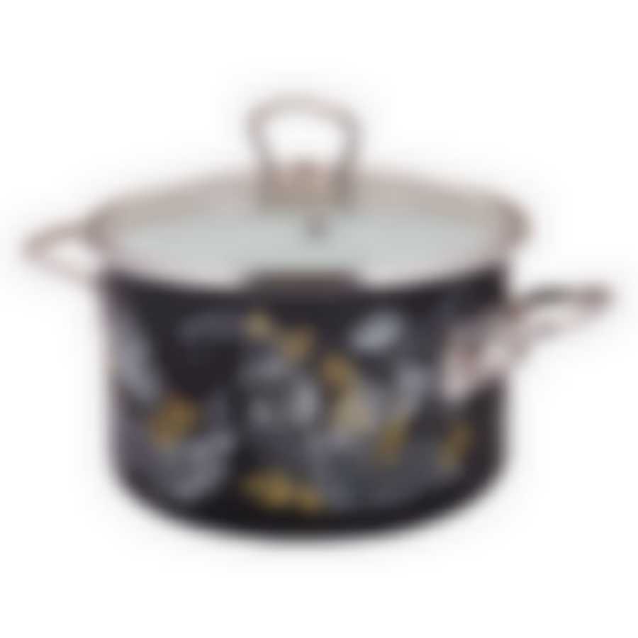 Кастрюля эмал цил Botany black 5,5л TM Appetite