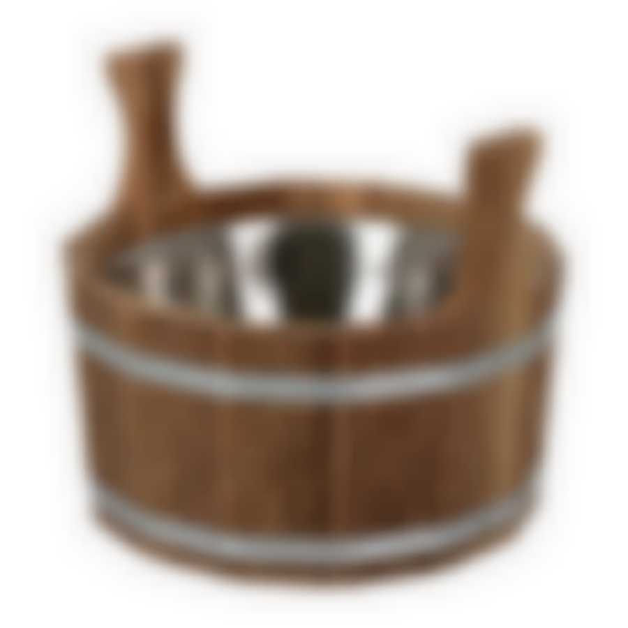 Ушат "шайка", 5 л, «Цветочный орнамент», c нержавеющей вставкой, дуб