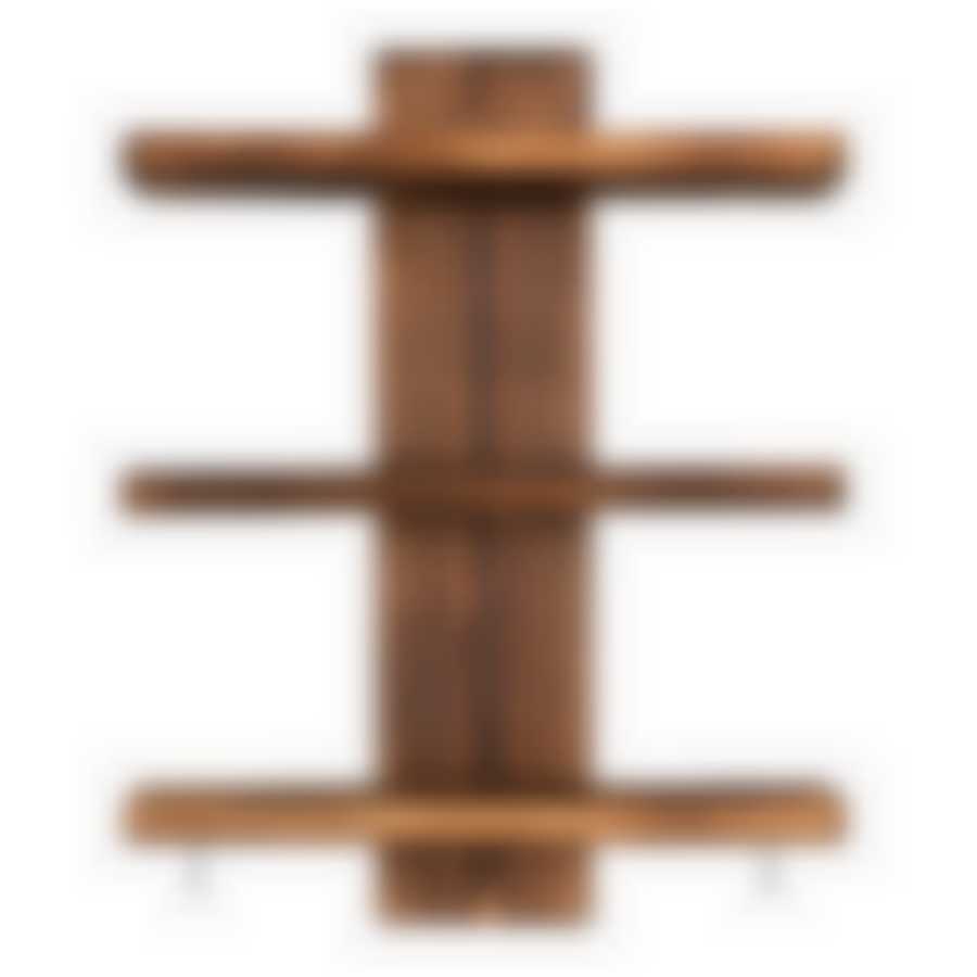 Полка настенная, трёхъярусная, 40х28х12 см, обожжённая сосна