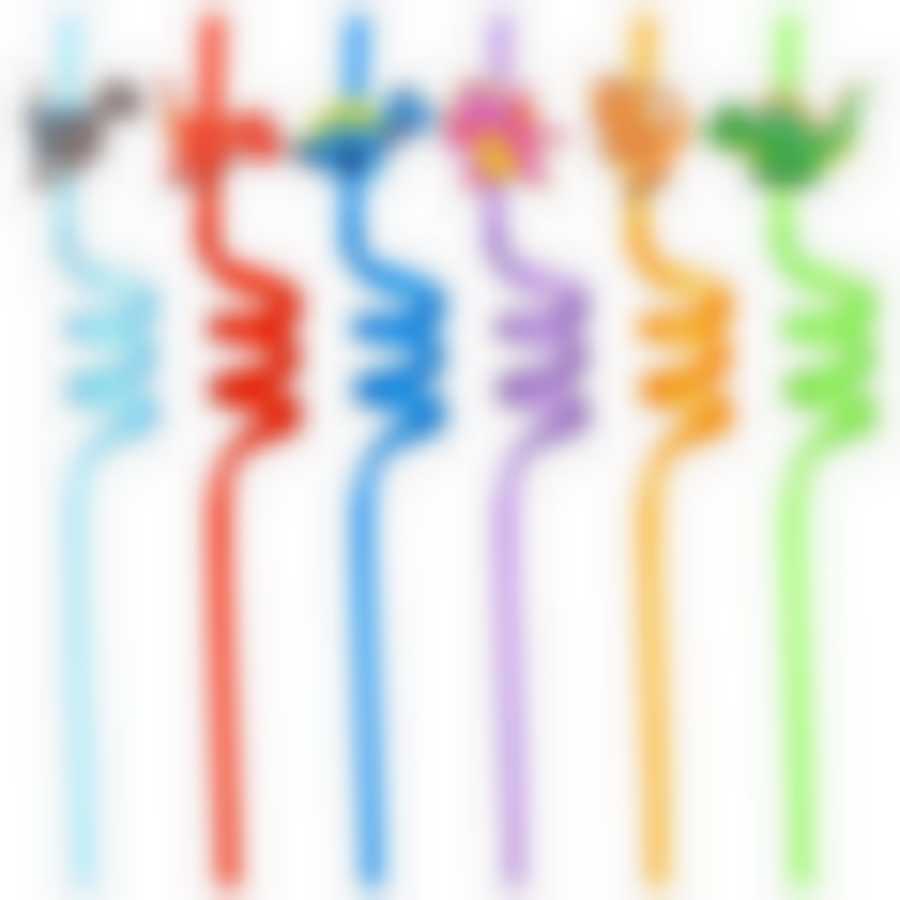 Трубочки для коктейля "Динозаврики". 6 шт. Длина 26 см. NEW