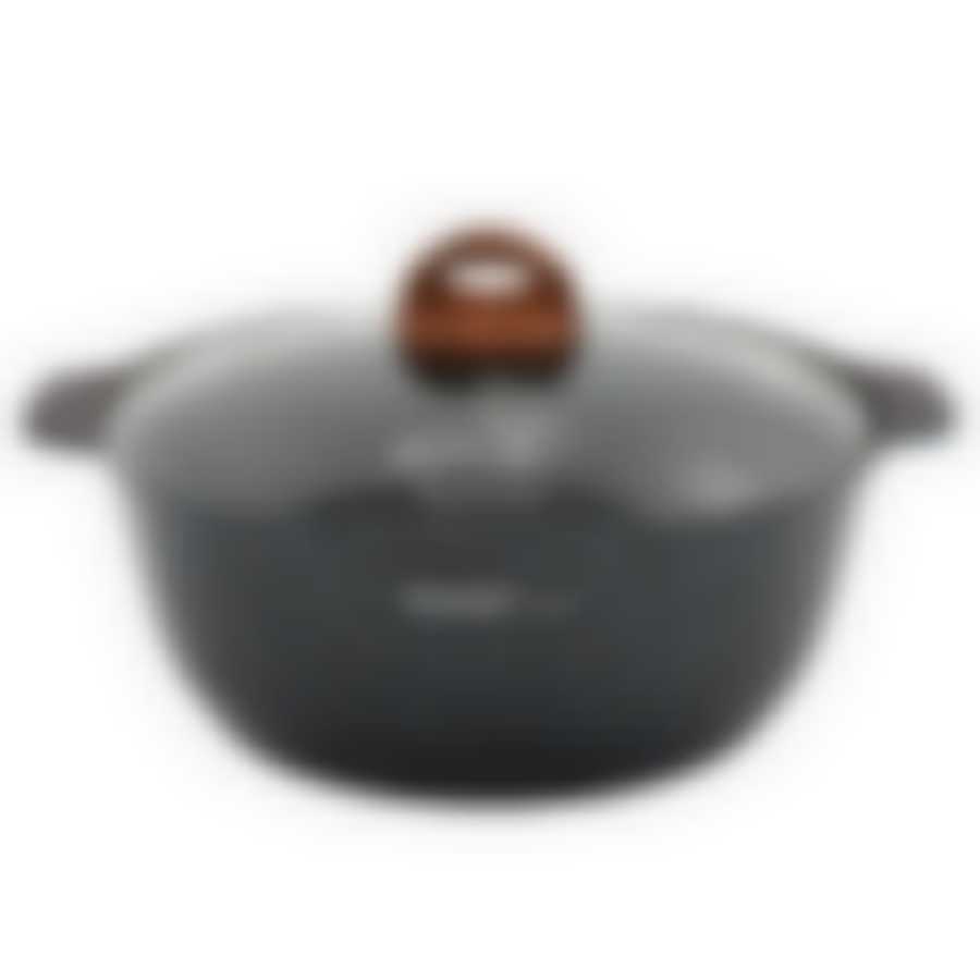 Кастрюля-жаровня литая 5,0л стеклянная крышка Granit ultra blue, жгг52а