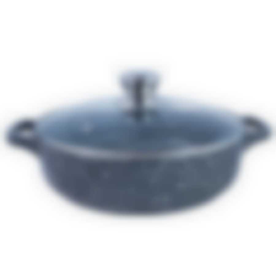 Жаровня литая 28см стеклянная крышка Мрамор ТМ Традиция, ТМ9283