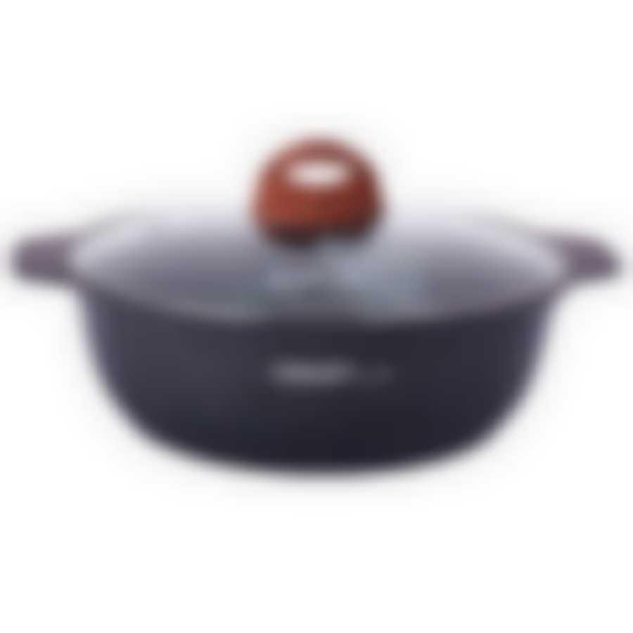 Кастрюля-жаровня литая 4,0л стеклянная крышка Granit ultra blue, жгг41а