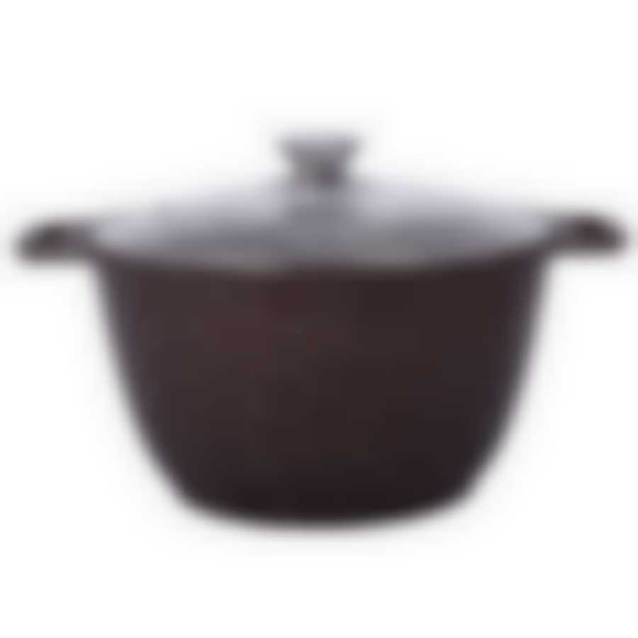 Кастрюля литая 4,0л стеклянная крышка Кофейный мрамор индукция, кмки42а