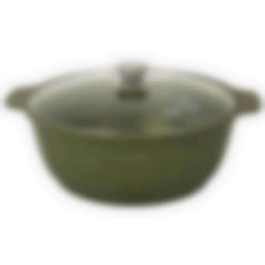 Кастрюля-жаровня литая 4,0л стеклянная крышка Trendy style malachite, ж41tsml