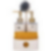 Дозатор для мыла двойной с губкой и щеткой, бежевый с золотом 300 мл