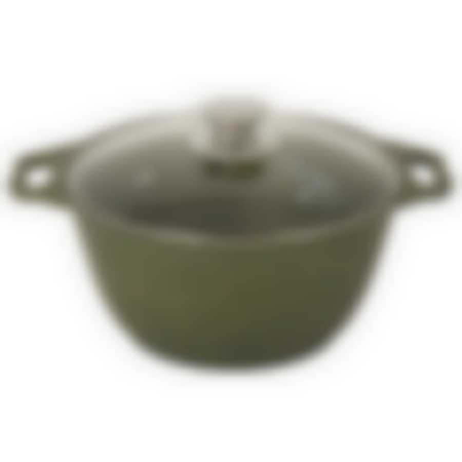 Кастрюля литая 2,0л стеклянна крышка Trendy style malachite, к21tsml