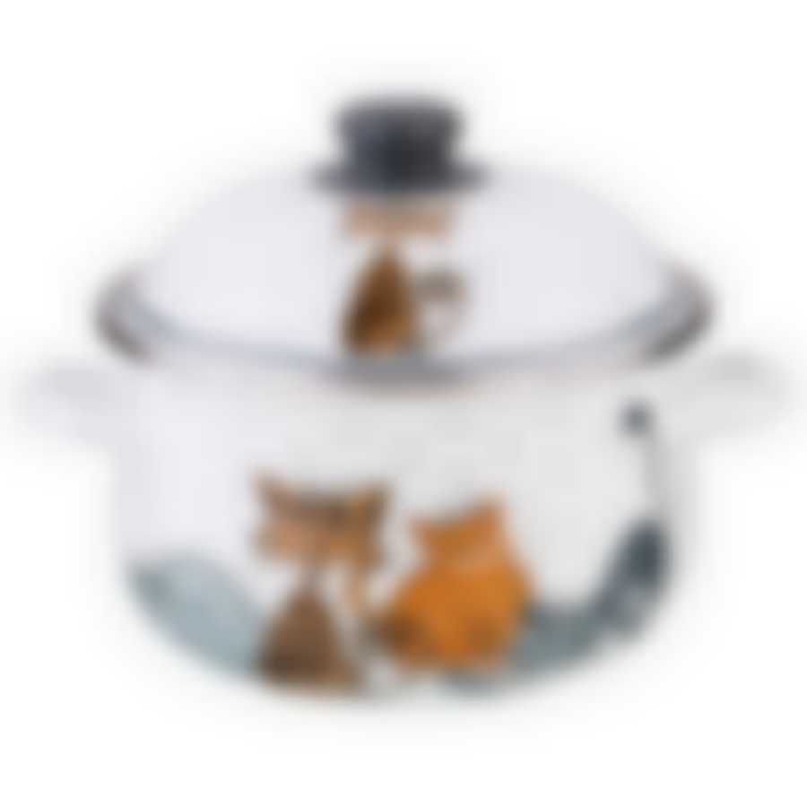 Кастрюля эмалированная с крышкой Agness Котики, 2,7 л