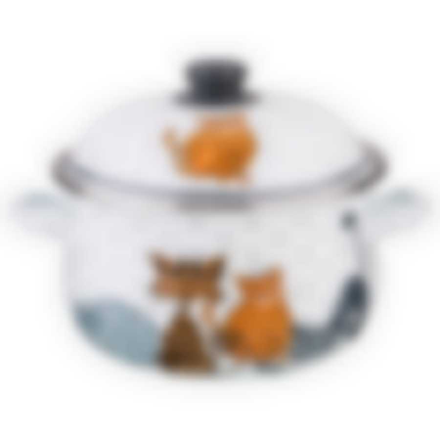 Кастрюля эмалированная с крышкой Agness Котики, 3,5 л
