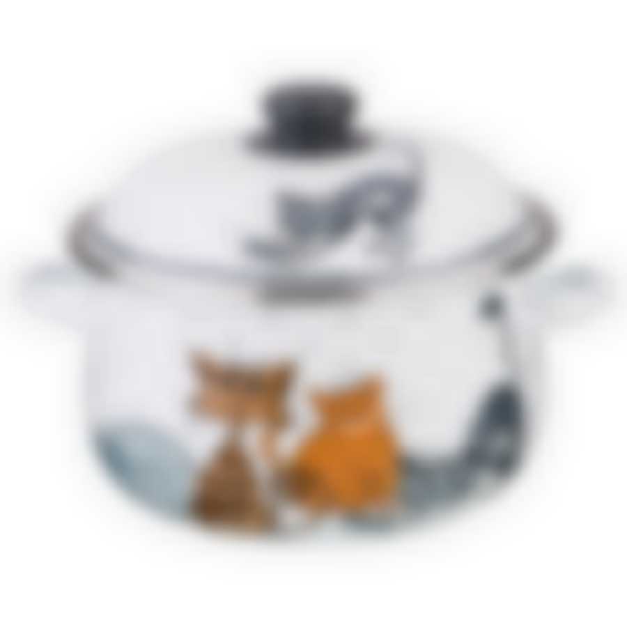 Кастрюля эмалированная с крышкой Agness Котики, 4,5 л