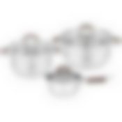 Набор кастрюль и ковш agness со стекл.крышками 6пр.0,9/2,6/3,5 л. размер 14x7,5/18x11,5/20x12.5 см