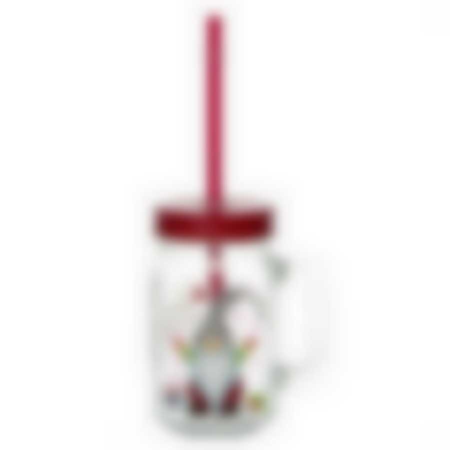 Кружка 480 мл с крышкой и трубочкой