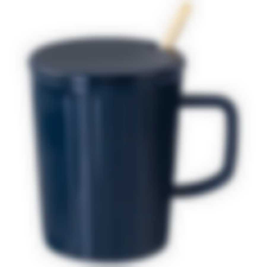 Кружка lefard Herbal  с крышкой и металл. ложкой 350 мл синяя 