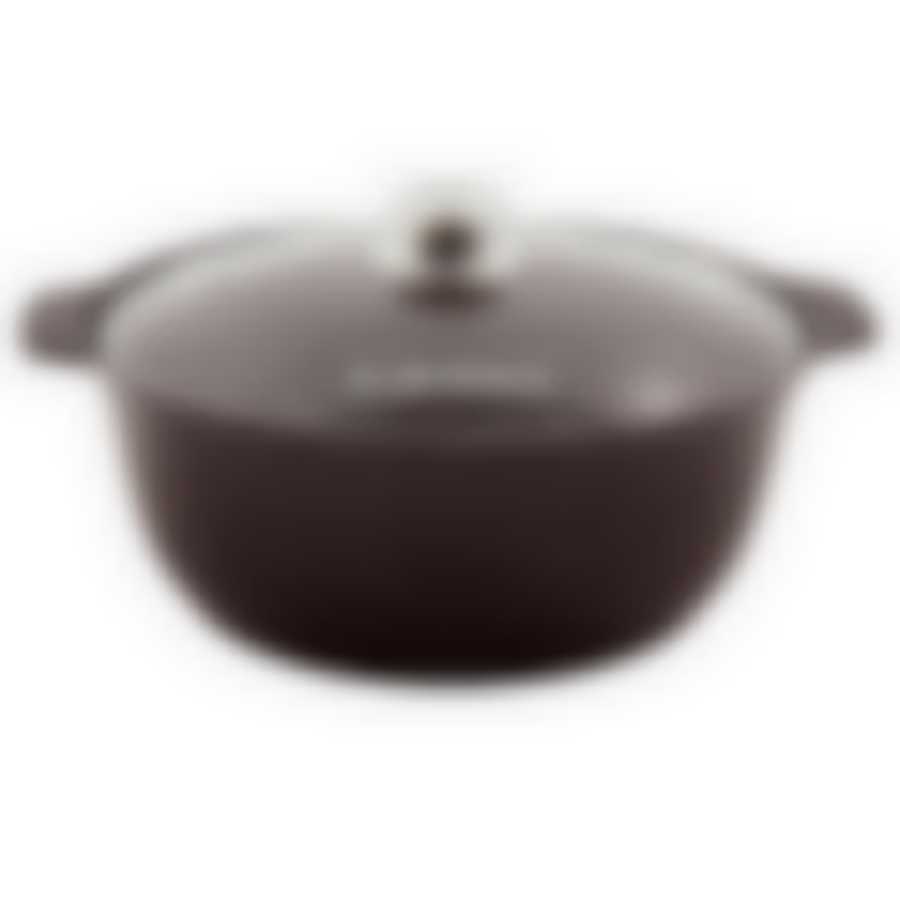 Кастрюля-жаровня литая 5,0л стеклянная крышка Кофейный мрамор, жмк528а