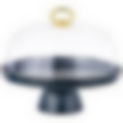 Тортовница lefard Herbal на ножке 28*23,5 см с пластиковой крышкой синяя 