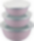 93-EM-SM-S03 Набор мисок 3шт. (розовый цв.):14,16,18 см (эмаль,углерод.сталь,PP) Linea SMALTO