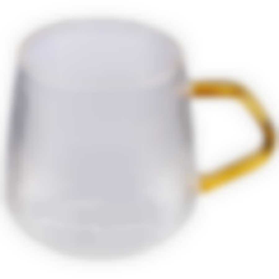 Кружка AROMA 435 мл из боросиликатного стекла с рельефным корпусом, с ручкой из цветного стекла