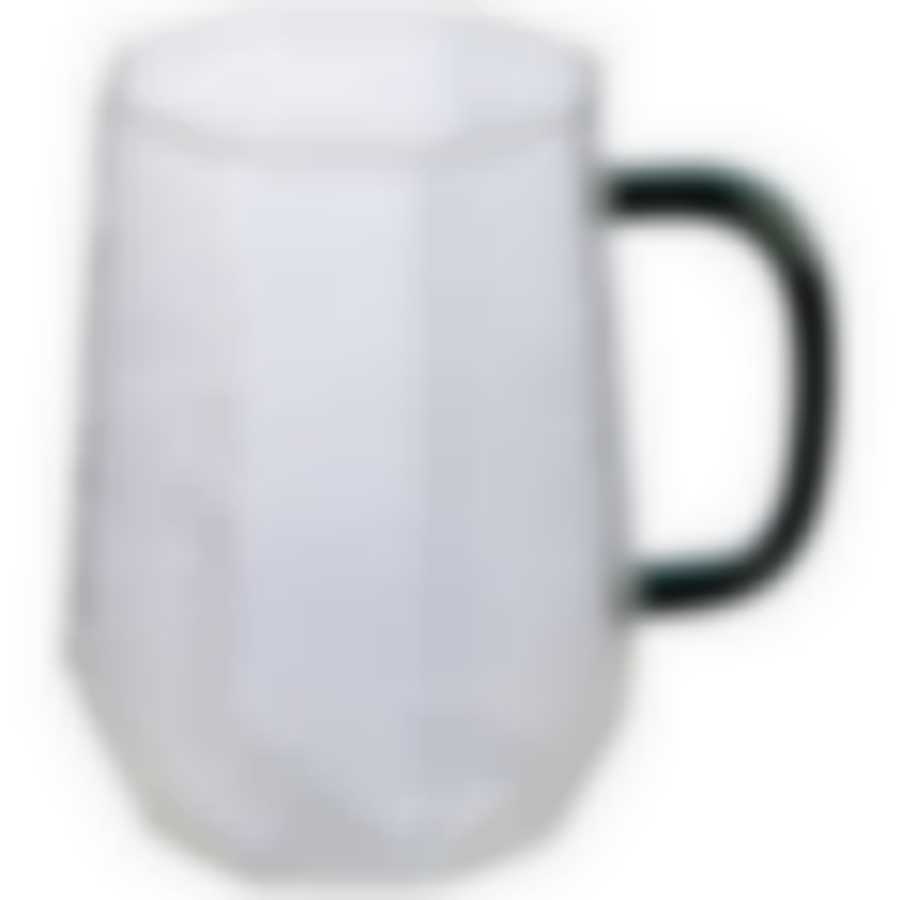 Кружка AROMA 430 мл из боросиликатного рельефного стекла, с гранями, с ручкой из цветного стекла