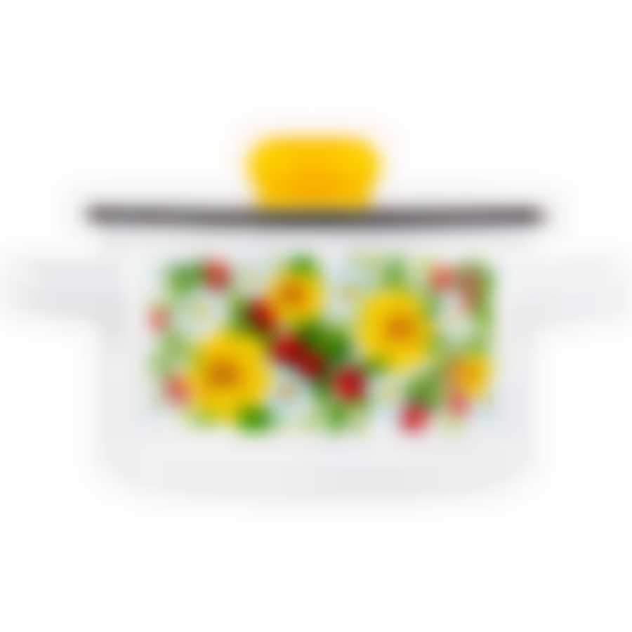 Кастрюля цилиндрическая 1,5л, белоснежная "Земляника"