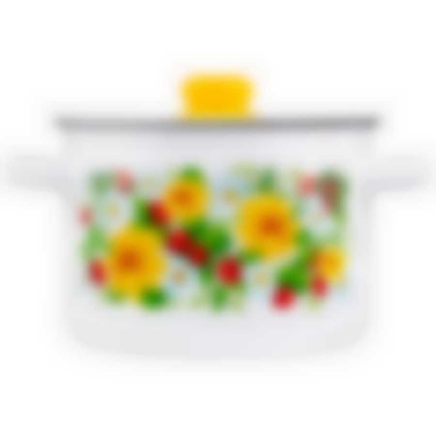 Кастрюля цилиндрическая 4,5л, белоснежная "Земляника"