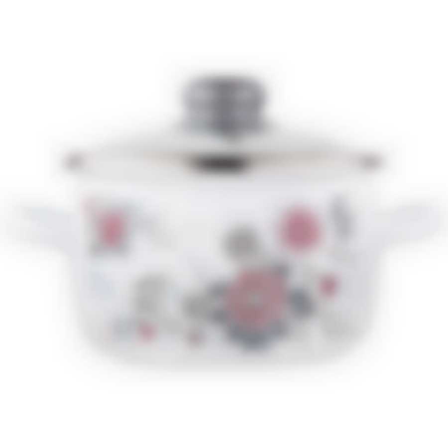 Кастрюля сферическая 2л, белоснежная,  "Весенний романс"