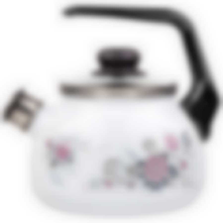 Чайник сферический со свистком 2л белоснежный "Весенний романс"