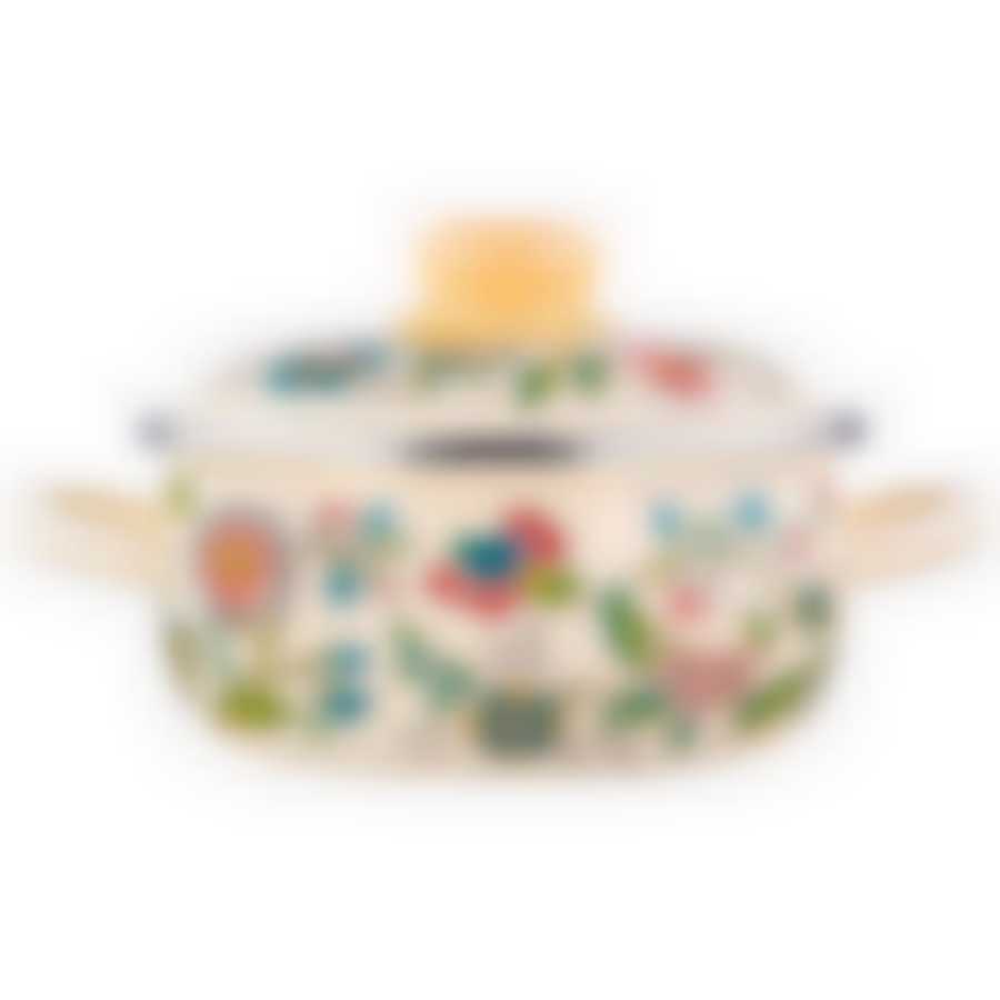 Кастрюля сферическая 1,5л, слоновая кость, "Луговые цветы"