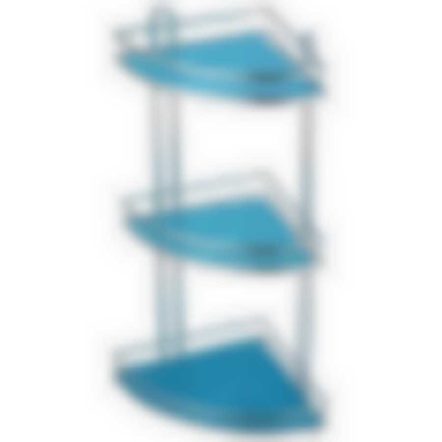 Полка угловая трехъярусная W2937 с пвх подложкой (хром.металл, пластмасса)