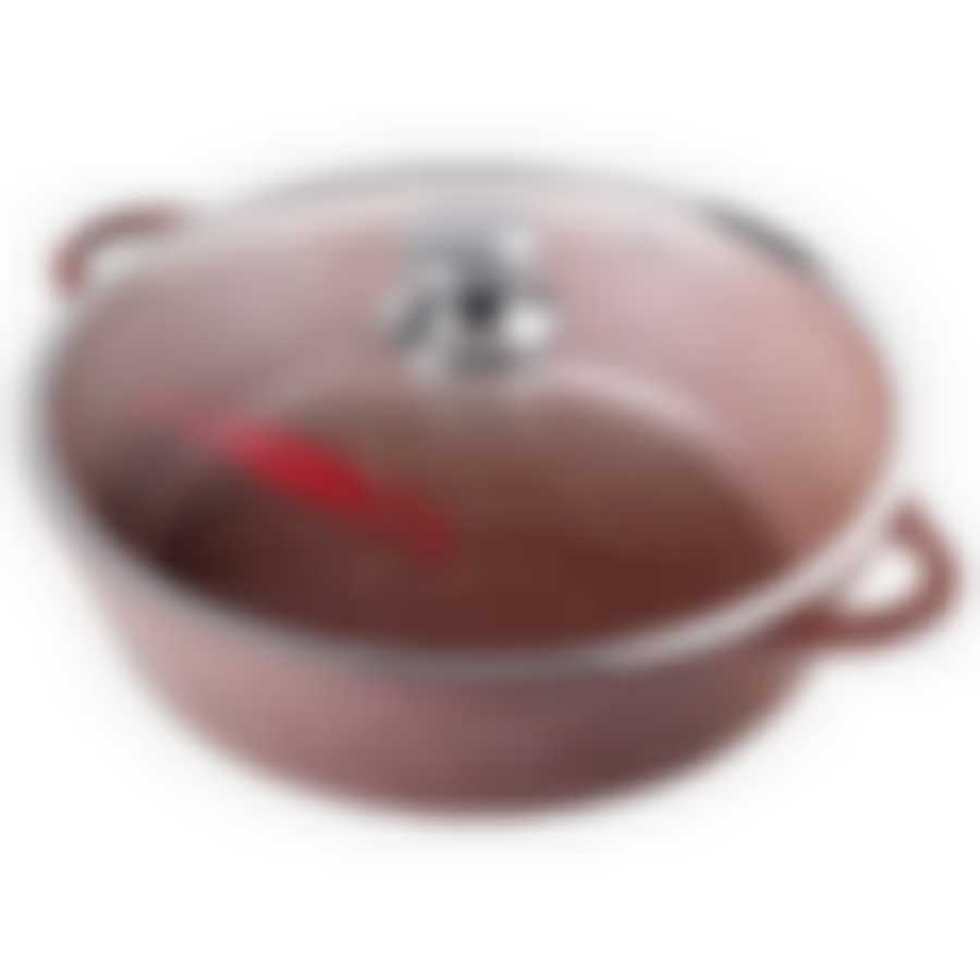 Жаровня литая 28см стеклянная крышка Шоколад ТМ Горница, ж6128аш