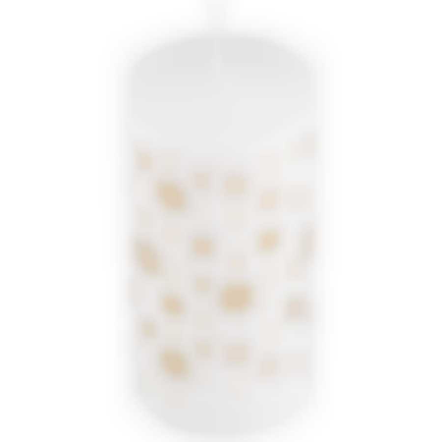 Свеча Deco Christmas 56х120 Снежинки (золото на белом)