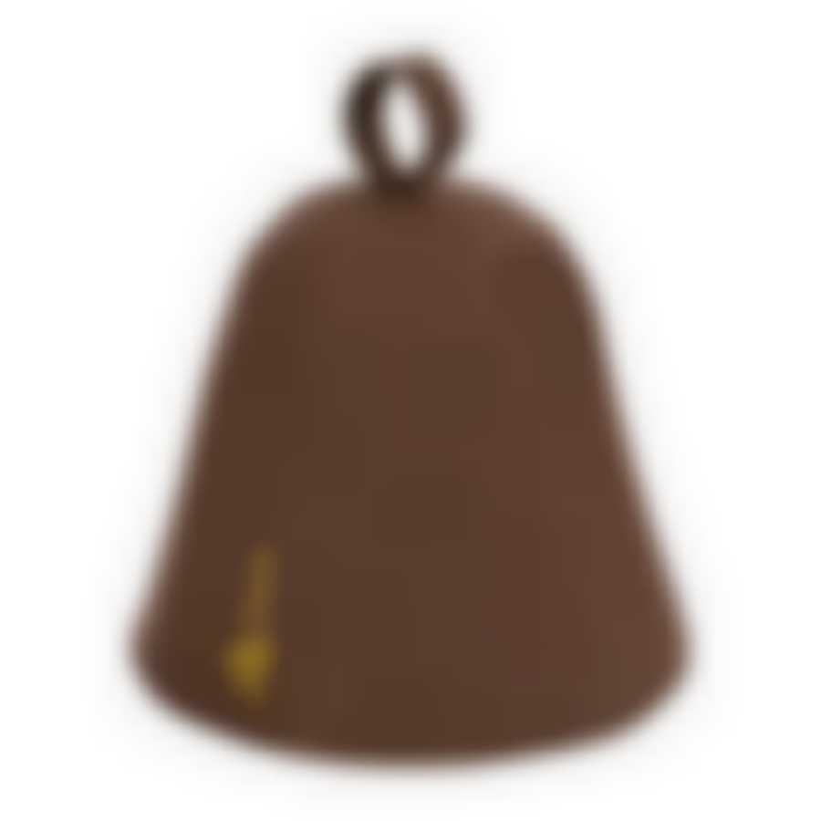 Шапка бесшовная коричневая с вышивкой Банные Штучки