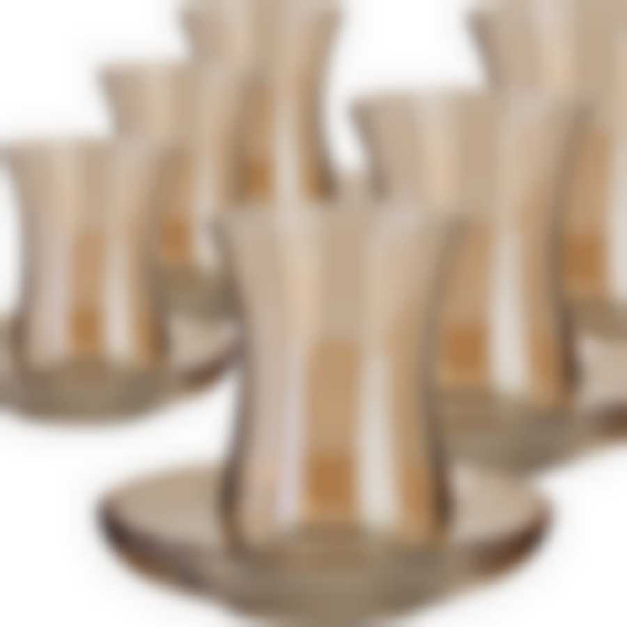 Набор 6 стакан/блюдца 120 мл Золотистый мёд стекло