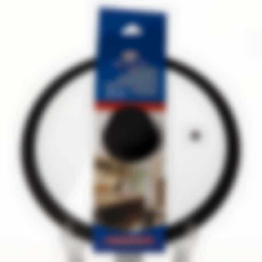 КРЫШКА стеклян.с силикон.ободком 22 см (черная)