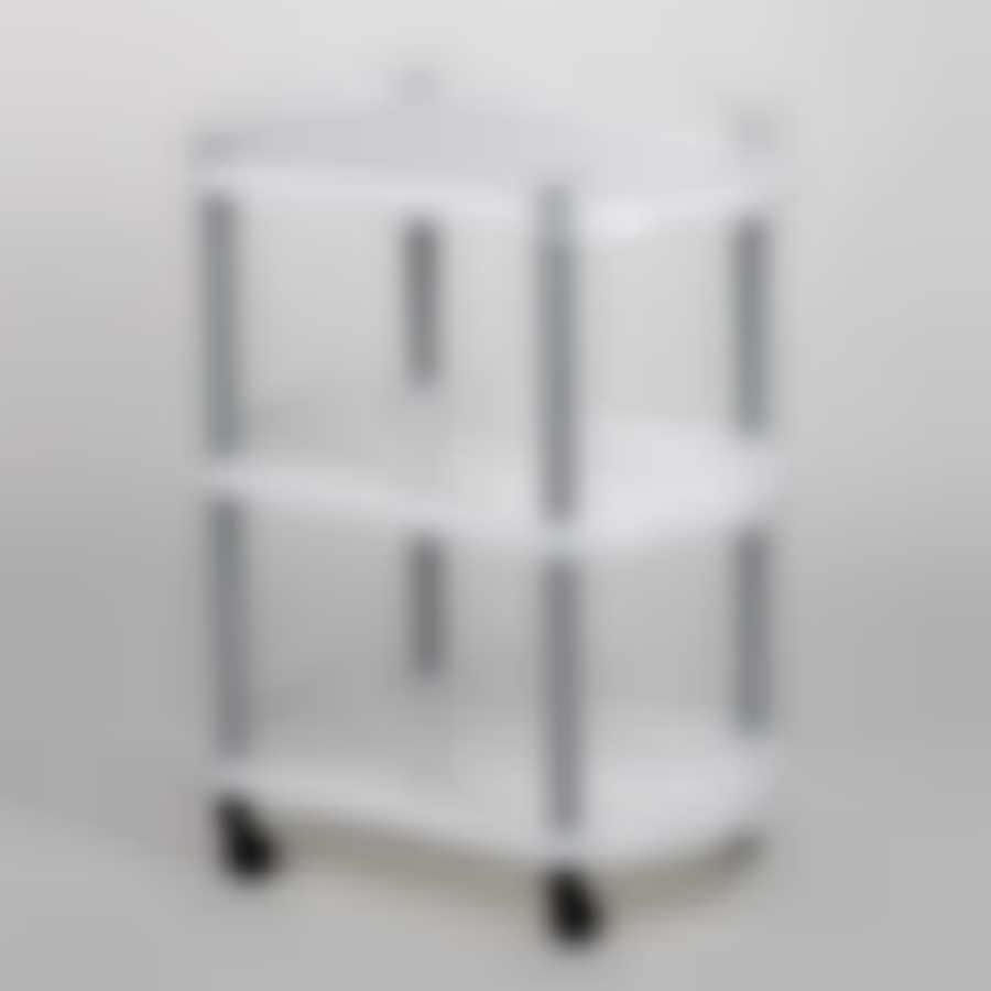 Этажерка овальная 3-х секционная на колесах, 500*310*590 мм (цвет в ассортименте)