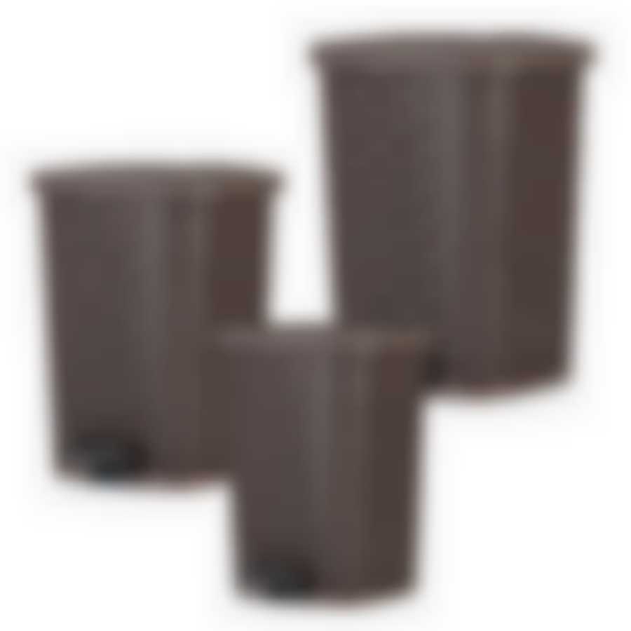 Комплект ведер для мусора с педалью "Раттан", 3 штуки