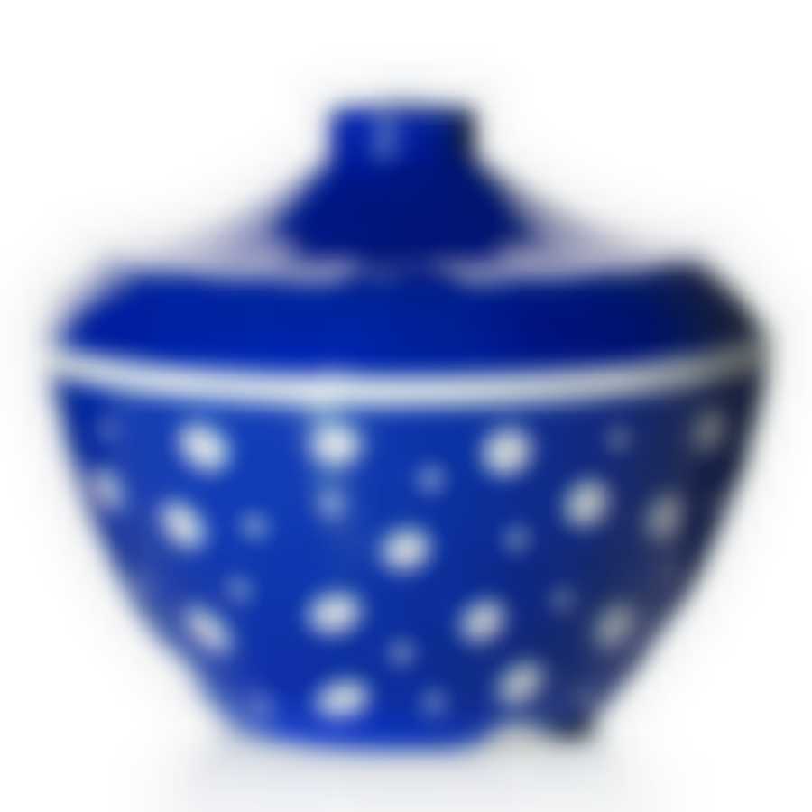 Сахарница с крышкой "Горошек", объем 0,5 л (бело-синяя)