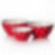 Набор круглых мисок "Горошек" №1, 3 штуки, диаметр 190 / 175 / 135 мм (белый горошек на красном фоне)