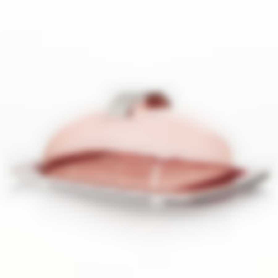 Масленка с прозрачной крышкой "Горошек", 185*120 мм (бело-красная)