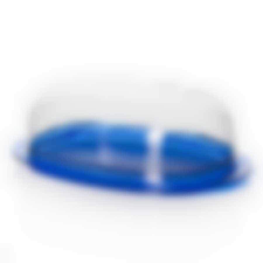 Масленка КРИСТАЛЛ, 105*190 мм, высота 60 мм (цвет синий прозрачный)