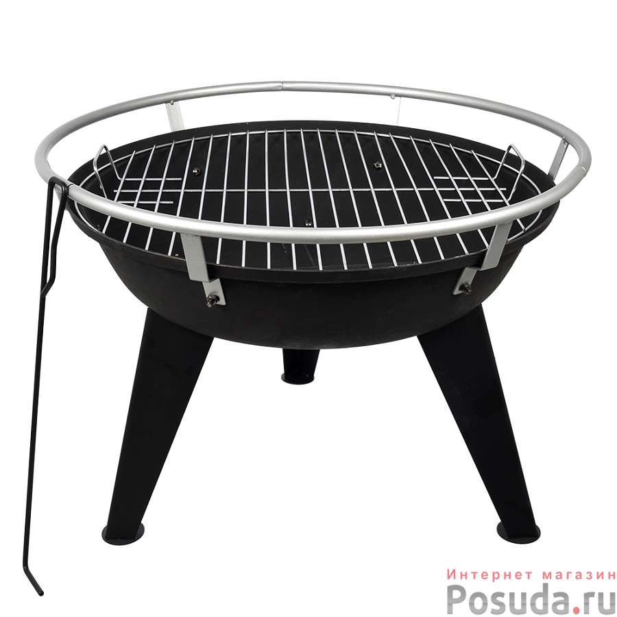 Костровая чаша  гриль с кочергой, чугун,  Ø 640 х  580 мм