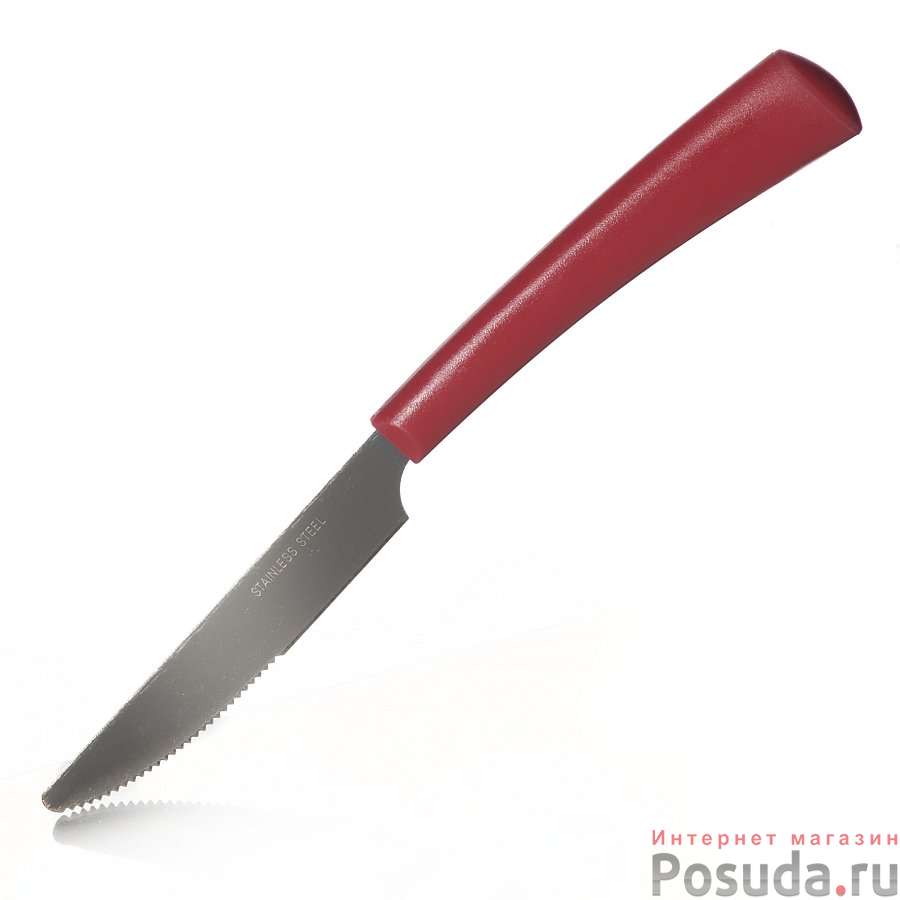 Нож столовый с красной ручкой, 19 см