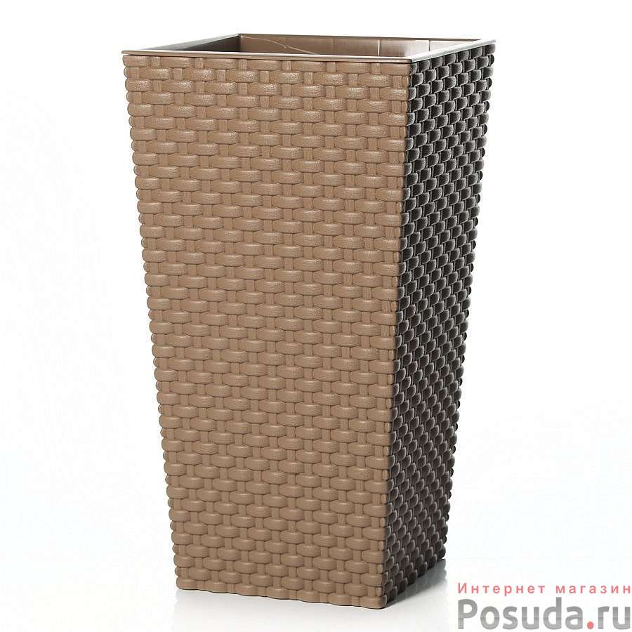 Кашпо "Ротанг", 198*198*360 мм ("бежевый ротанг")