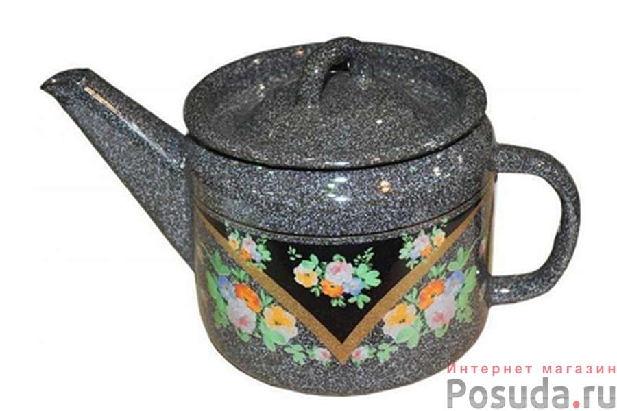 Чайник эмал  1,0л с рис 27074РкЭ, 2707/4РкЭ