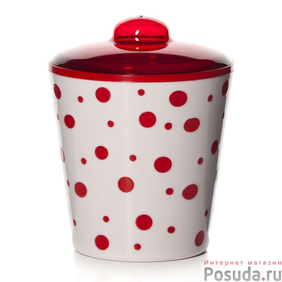 Банка "Горошек" 1л с крыш.(красно-белый)