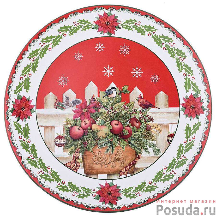 Тарелка для оформления новогодней сервировки Рождественская сказка диаметр=40 см 