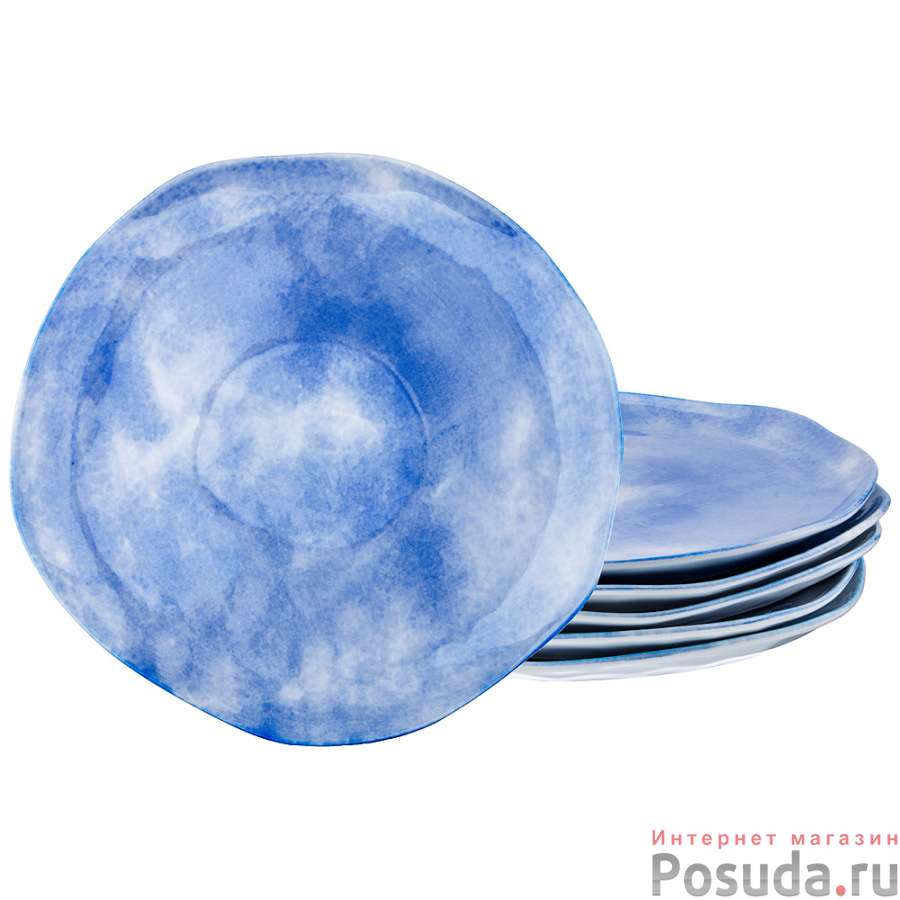 Набор тарелок десертных из 6 шт. диаметр=26 см. коллекция Парадиз цвет: голубая лагуна (кор=4набор