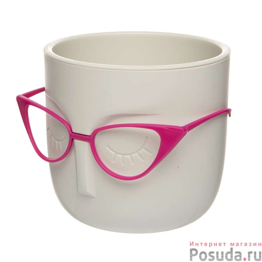 Кашпо МАРИ  D115мм 0,65л со вставкой  белый ротанг