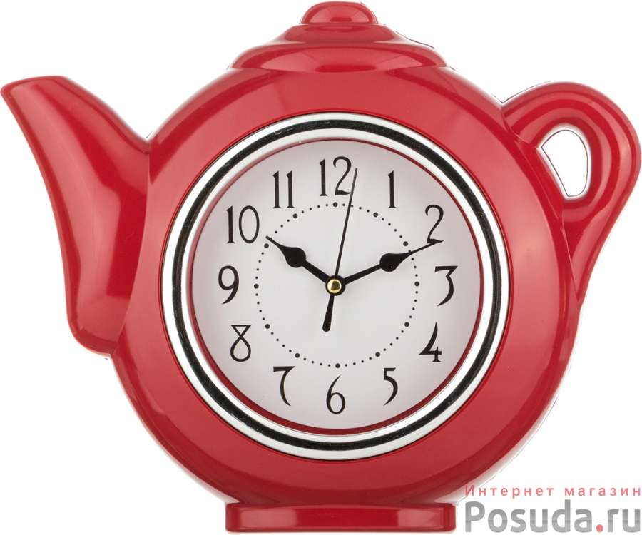 Часы настенные кварцевые Chef kitchen цвет:красный 30*5*27 см.диаметр циферблата=12 см.