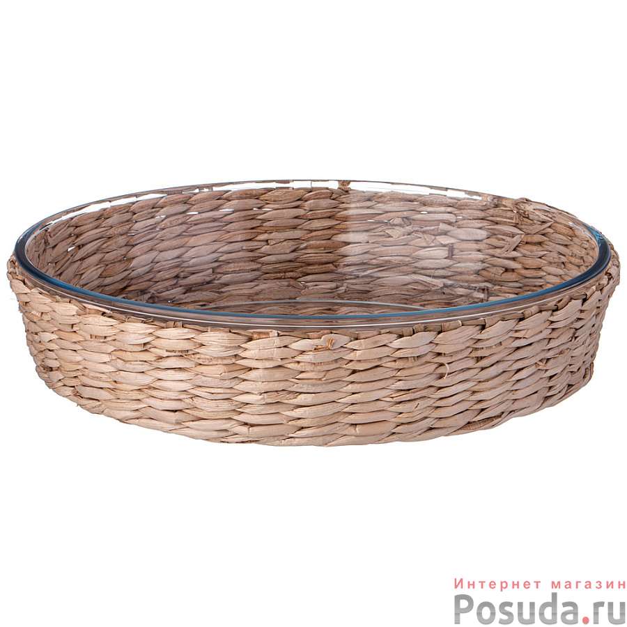 Блюдо овальное для запекания 2,4 л в плетеной корзинке