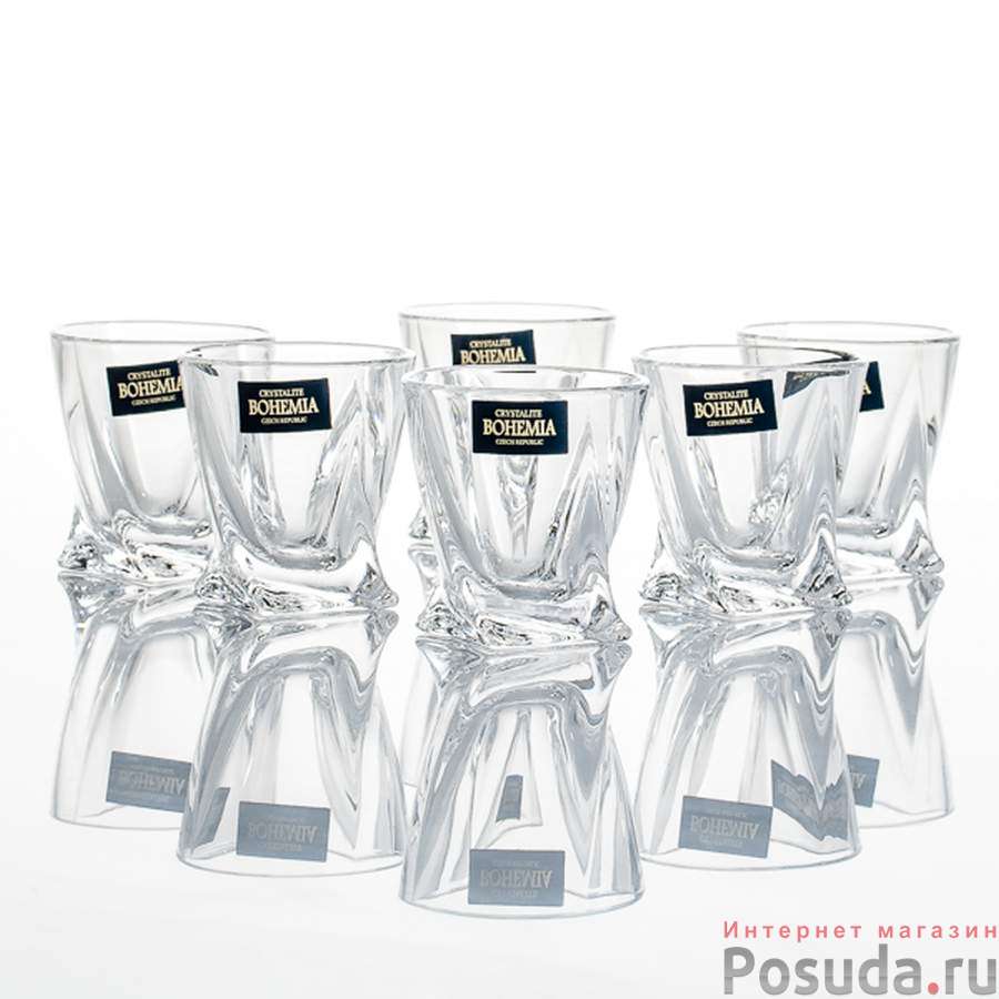 Набор стопок для водки 6 шт Crystalite Bohemia Квадро, 55 мл